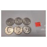 6 1972,73,74,76 Kennedy Half Dollars (5 D, 1 UNK)