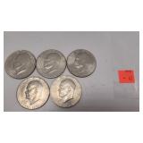 5 1976 Eisenhower Bicentennial Dollars (UNK Mint)