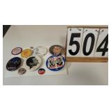 Card W/ Beatles Button Pins And Political Pins