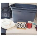 Blue Tote W/ Coffee Cups - Serving Trays