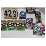 9 Die Cast  Cars W/ Popeye & Spiderman
