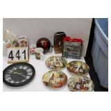 Blue Tote w/ Clock ~ Decorative Plates ~