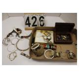 Box of Costume Jewelry W/ Jewelry Box