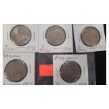 (5) Mexican Peso Coins  1971 - 1975 -