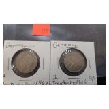 Germany Coins 1 Deutsche Mark 1963 And 1964