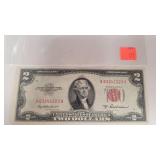 Two Dollar Bill Series 1953A  Red Seal