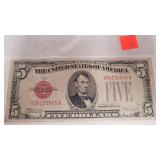 Five Dollar Bill 1928E Red Seal
