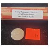 Wheat Cents 1910 - 1958 50 Different Dates And -
