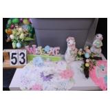 Grey Tote w/ Easter Decor ~ Bunnies ~ Egg Wreath