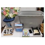 Grey Tote w/ Dog Food Bin ~ Basket ~ Candles ~