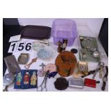 2 Tubs of Collectables ~ Ashtray ~ Cross ~