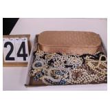 Flat of Jewelry w/ Pearl Strings