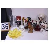 Box of Ceramic Chickens ~ Owl ~ Birds