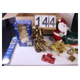 Box of Christmas Decor w/ Santa Welcome Sleigh ~