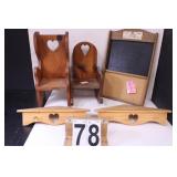 2 Wooden Doll Chairs ~ 2 Wooden Corner Shelves ~