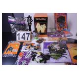 Box of Halloween Decor w/ Ghost Garland ~