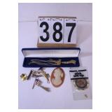 Flat W/ Necklace - Tie Tac - Pins - Cameo