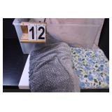 Clear Tote W/ Lid W/ Assorted Throws - Pillow