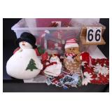Clear Tote W/ Christmas Plushies ~ Placemats ~Vase