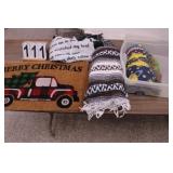 Clear Tote w/ Christmas Rug ~ 3 Throw Blankets