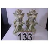 Pair of Fairy Statue Wind Chimes 16"T