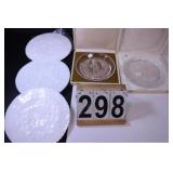 Box W/ 3 Milk Glass Raised Rose Plates # 95 - Gilb