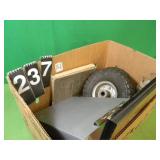 Box with Clipboard and Tires and Book