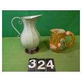 Majolica Hand painted Stone Pitcher