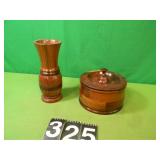 Wooden Vase & Bowl w/Lid