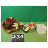 Golf Water Globe,Horn Of Plenty 2 Woven Baskets