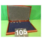 Presidential Coin Collection Box With 4 Coins