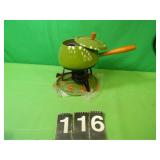 Green Fondue Pot & Forks