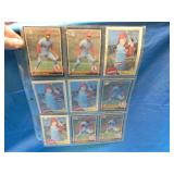 Sheet with 5 Ozzie Smith baseball cards and 4 Ted
