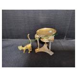3.5" Brass Cat w/4" Brass Goat Head Incense