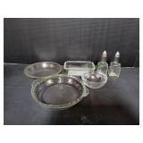 (2) Glass Pie Plates, Small Baker Dish & More