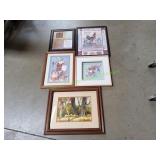(5) Wall Art in Frames