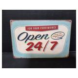 11.5"x8" Open 24/7 For Your Convenience Metal