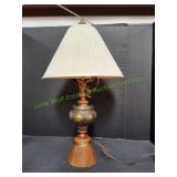 33" Wood Base Lamp w/ White Shade