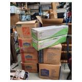 (12) Household Box Lots & (2) Seasons Pedestal Leg