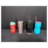 (2)Stainless Steel Tumblers w/ (2)Plastic Tumblers
