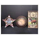(2) Wall Clocks & Patriotic Star Wall Art