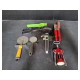 (2) Pizza Cutter, Salad Tongs, Corkscrew & More
