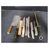 (7) Kitchen Knives & Knife Sharpener