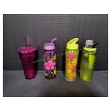 (3) Water Bottles w/ Purple Tumbler