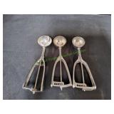 (3) Stainless Steel Ice Creamer Scoops