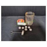 Vintage Peter Pan Glass Jar w/ Cake Decorator Set