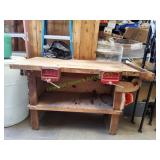 Solid Wood Work Bench w/ 2 Vice