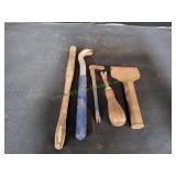 Vintage 7" Chisel, (3)Tack Pullers & 11" Drill Bit