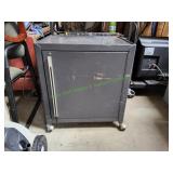 Grey Metal Cabinet on Casters