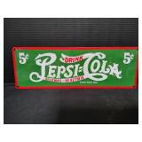 19"x6.5" Pepsi-Cola 5 Cent Metal Sign
